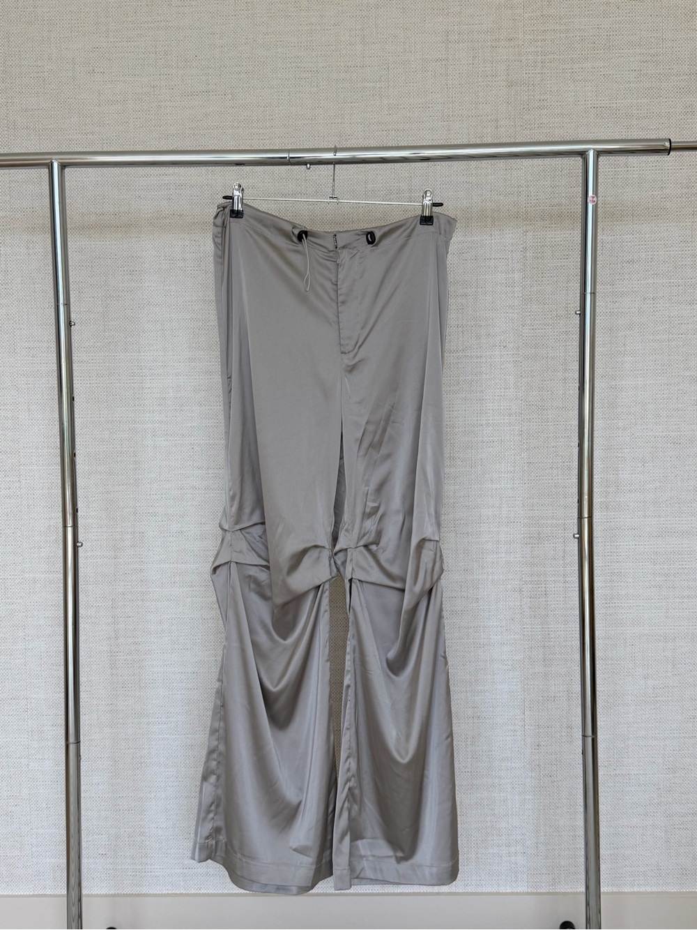 Commense Light Gray Wide-Leg Track Pants with Drawstring